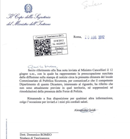 lettera sindaco